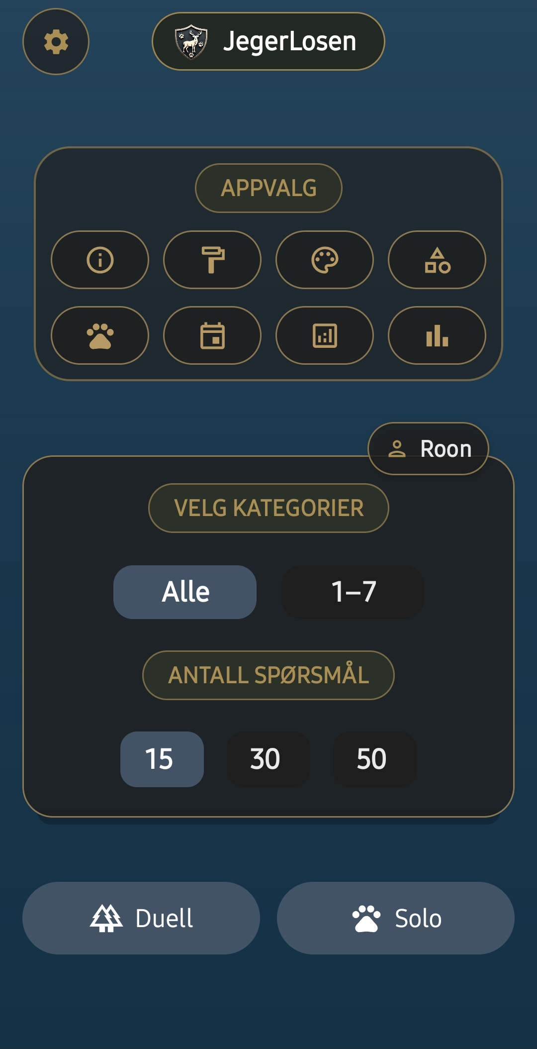 Appvalg og oppsett
